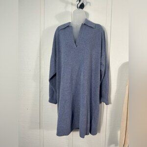 And Other Stories Blue Wool Long Sleeve Dress Size. Large NWT
